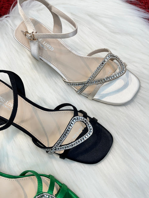 Rhinestone Embellished Buckle Heel